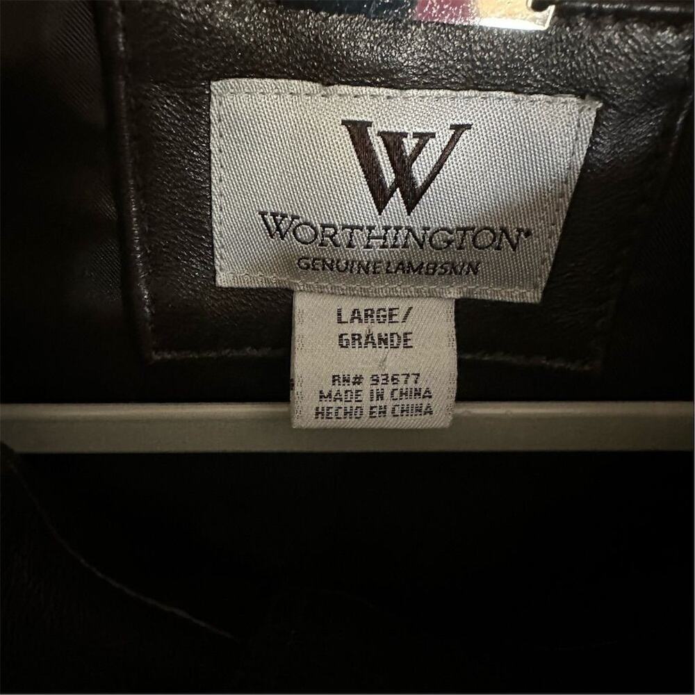 Worthington Women’s L Fontana Brown Leather Overcoat Mid-Length Casual Jacket - Picture 5 of 5